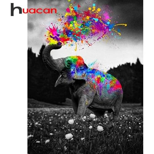 Huacan 5D Diamond Embroidery Set Elephant Diamond Painting Art Animals Mosaic Cross Stitch Decoration For Home