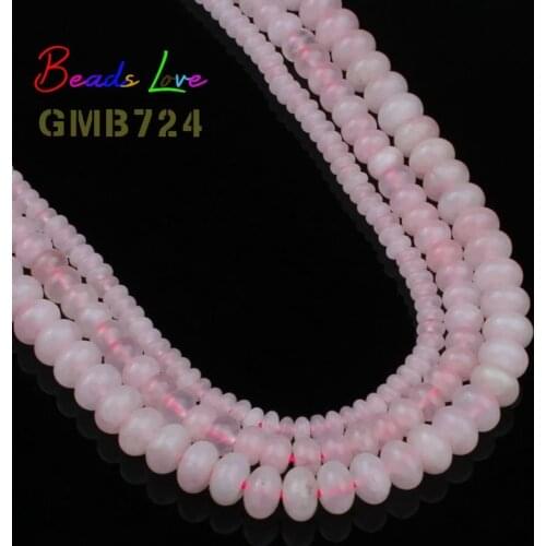 Natural Stone Rose Quartzs 4 6 8 MM Pink Crystal Rondelle Spacer Loose Beads For Jewelry Making Handmade Charm Diy Bracelet 15
