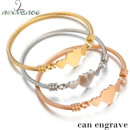 Nextvance Customized Bracelets Engrave Photo Name Date Bracelet Stainless Steel Personalized Bangles Women ID Tag Memory Gif