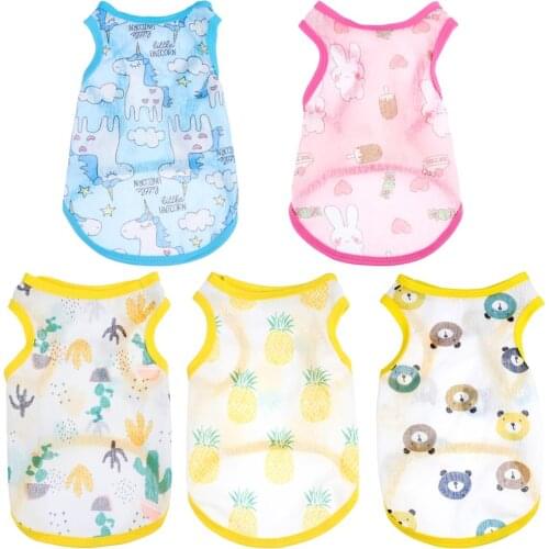 New Pet Sleeveless T-Shirts Cactus Rabbit Pineapple Bear Unicorn Printed Sleeveless