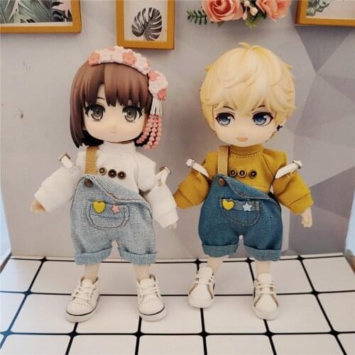 OB11 baby clothes 1/12 baby clothes single strap heart star pants loose casual BJD pants doll clothes