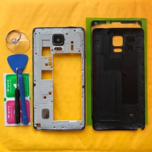 For Samsung Galaxy Note 4 N910 N910F N910C N910G N910A N910H Original Phone Housing Cases With Rear Battery Back Cover Door Glue