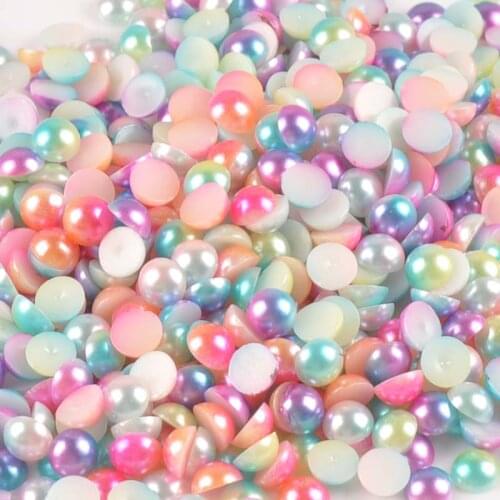 300Pcs mixed color Half Round ABS Imitation Pearl Beads for jewelry making Fake Flat Back for Scrapbook Craft 5mm YKL0701-6X