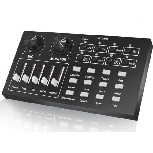 I10 Sound Card Portable USB Mixer Bluetooth Voice, Portable Mobile Audio Mixer, Karaoke Sound Mixer Recording Sound Card