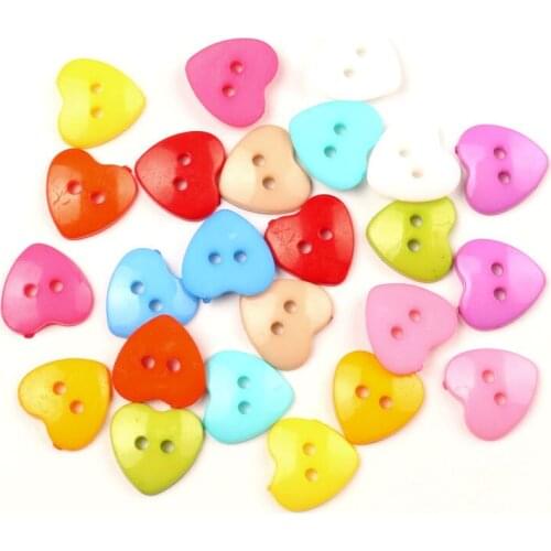 LF 100pcs Mixed Resin Heart Sewing Buttons For Cloth Flatback Cabochon Scrapbooking Crafts Knopf Bouton Decor Diy Accessories