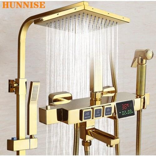 Digital Display Shower Faucet. Rain Shower Head Tub Mixer Faucet water-powered temperature display no need battery shower system