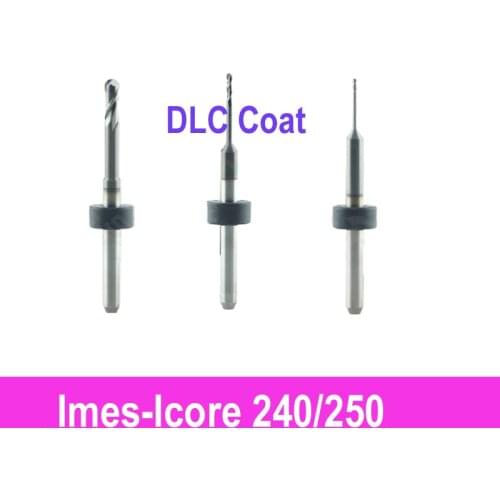 Dental Lab CAD CAM End Mills For Zirconia Imes-Icore 240/250 With DLC Coat Cutting Edge Diamter 0.6mm1.0mm2.5mm Shank 3mm