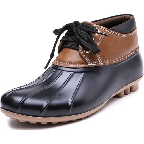 TONGPU Womens Garden Shoes ECO-PVC Waterproof Low Heel Ankle-High Rain Boots 28-301