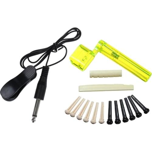 Universal General Guitar Acoustic Clip on Pickup Piezo Contact Microphone with 6 String Acoustic Guitar Nut Saddle Part