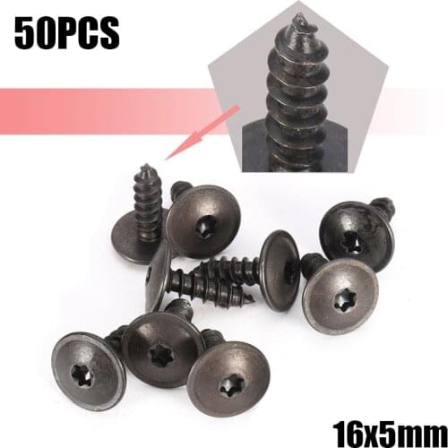 50pcs/Set 5x16mm Engine Cover Screws Clips Undertray Splash Guard Wheel Arch Torx Fastener Clips Universal For VW For Audi