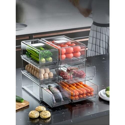 Drawer Refrigerator Storage Box Fruit Vegatable Fresh-keeping Storage Bin Stackable Fridge Organizer Kitchen Pantry Cabinet Box