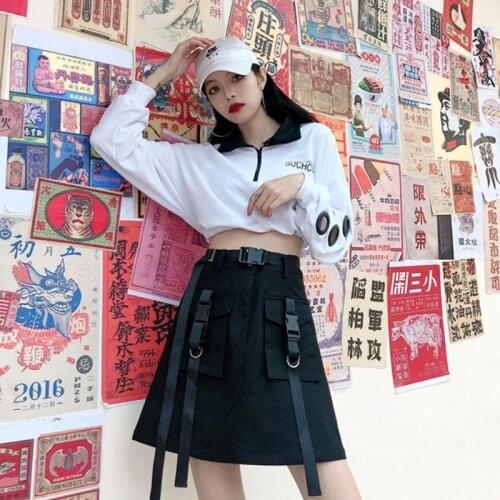 2020 summer new sexy vintage Harajuku style thin high waist skirt women