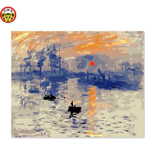Painting by numbers art paint by number DIY decoration drawing room bedroom sofa background painting Monet sunrise famous painti