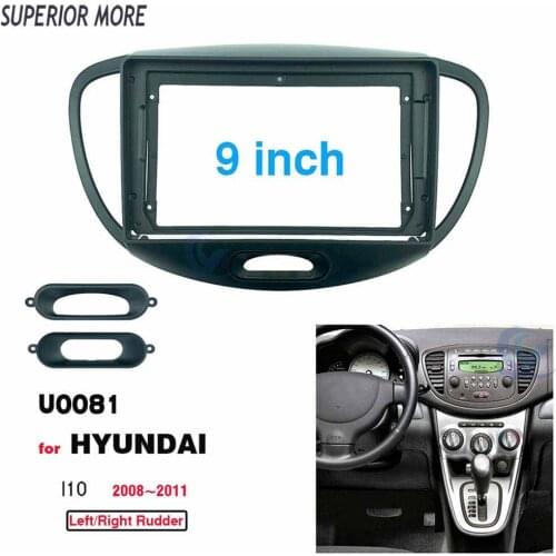 2 Din 9 Inch Car Radio Installation DVD GPS mp5 PC ABS Plastic Fascia Panel Frame for HYUNDAI I10 2008~2011 Dash Mount Kit