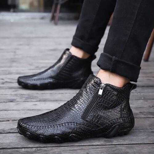 2020 Genuine Leather Shoes Men Chelsea Boots Autumn Early Winter Ankle Boots Casual Cow Leather Male Shoes Black Footwear 369