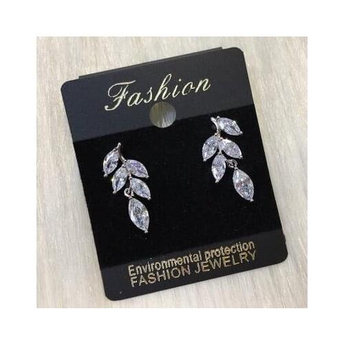 2021 New Ladies Jewelry Exquisite Korean Leaf-shaped AAAA Zircon 925 Sterling Silver Earrings Ladies Jewelry Birthday Gift