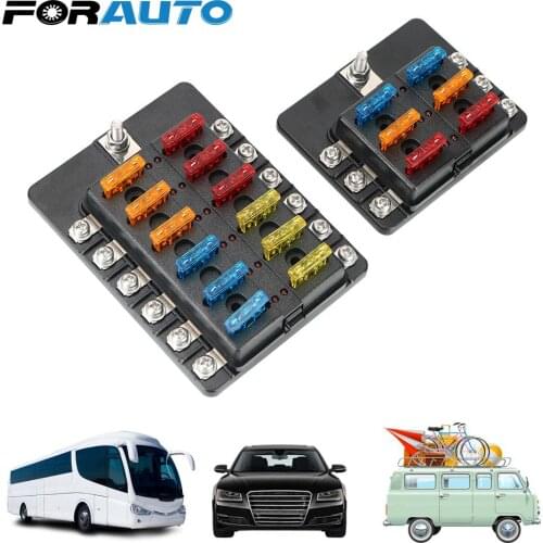 32V 100A M5 Stud With LED Indicator Light Fuse Box Holder 6 Ways 12 Ways Blade Fuse Block Plastic Cover For Auto Car Marine