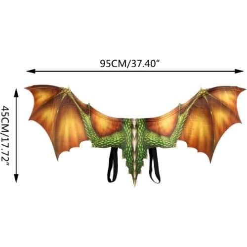 3XUA Adult Boy and Girl Kids Halloween Decoration Carnival Party Animal Costume Dragon Cosplay Masquerade Face Mask and Wing
