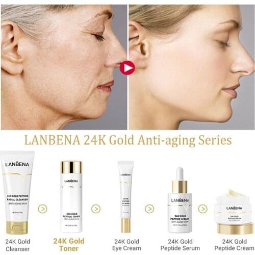 LANBENA 24K Gold Peptide Anti Wrinkle Cream Firming Tighten Fine Lines Collagen Anti Aging Nourishing Repair Loose Skin Care