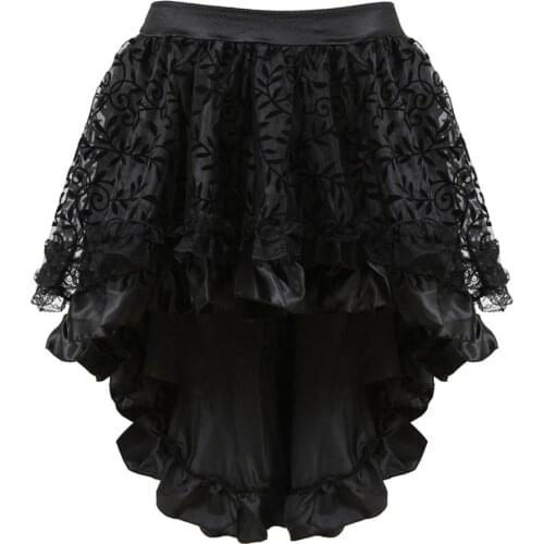 S-6XL Retro Victorian Asymmetrical Gothic Skirt Sexy Women Vintage Steampunk Cosplay Corset Costume