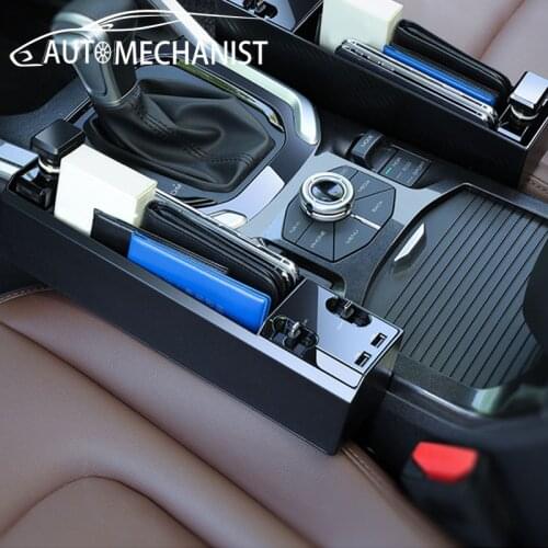 Car Seat Gap Storage Box Auto Seat Crevice Organizers With QC3.0 IOS Android Type-C Dual USB Charger Car Organizers Accessories