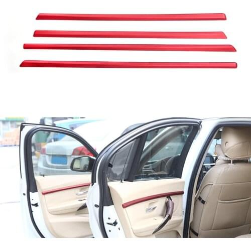 Beler 4pcs Red Interior Door Molding Strip Trim Cover Fit For BMW 3 Series F30 F31 2013 2014 2015 2016 2017 2018