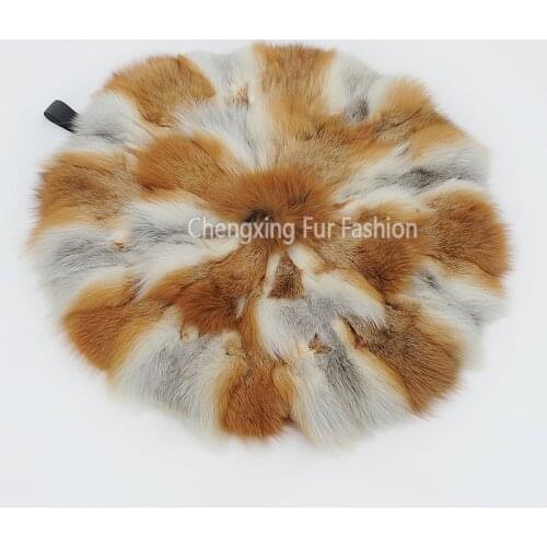 CX-D-35D Warm Winter Home Car Seat Use Round Cushions Real Fox Fur Cushion Pillow
