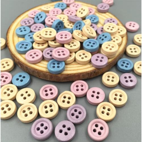 DIY 200PCS Mini Mixed Wooden Buttons Sewing Scrapbooking Craft 4 hole 10mm