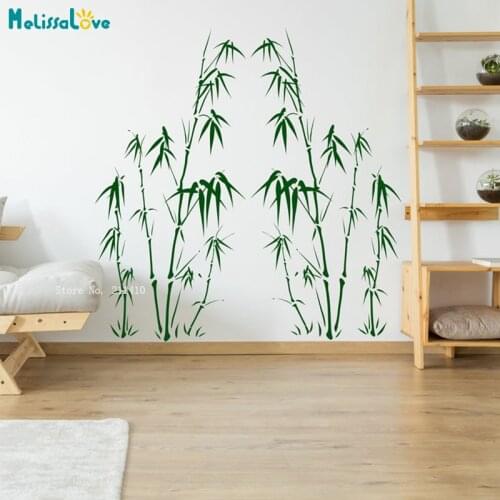 Double Asian Style Bamboo Elegance Quality Vinyl Matte Wall Decal Removable Plant Sticker New Design YT5622