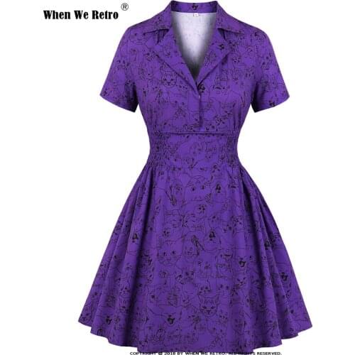 Purple Animal Printed Goth Gothic Dress VD1923 Plus Size Short Sleeve Women Summer Dresses robe femme