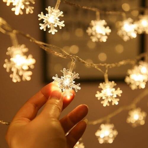 LED Garland Holiday Snowflakes String Fairy Lights Battery Powered Hanging Ornaments Christmas Tree Party Home Decor