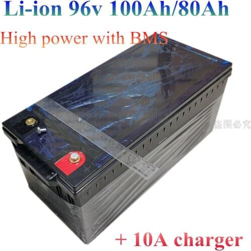 GTK high voltage 96v 100Ah 96V 80ah li-ion lithium for 8000w solar system RV EV HEV backup power supply motor home + 10A charger