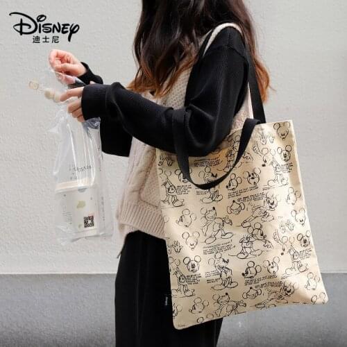 Disney Mickey canvas bag mother literary Mickey Mouse large capacity shopping bag one-shoulder mother and baby bag