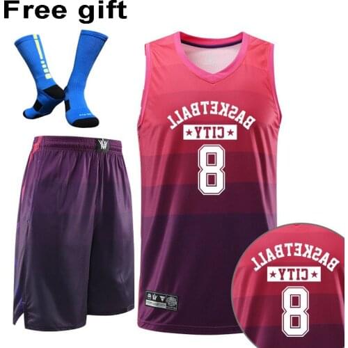 Plus szie kids men basketball training jersey set blank college tracksuits breathable basketball jerseys uniforms socks free