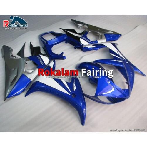 ABS Body Kit For Yamaha R6 YZF600 2003 2004 YZFR6 03 04 Blue Silver Motorcycle Fairing Set (Injection Molding)