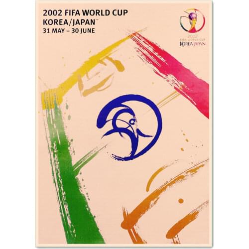 "KOREA\JAPAN 2002 WORLD CUP" Vintage Football Posters Painting Wall Sticker Brown Retro Matte Kraft Paper Print Art Home Decor