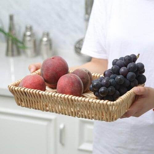 Handmade Bamboo Weaving Round Storage Basket Fruit Dish Rattan Bread Basket for Kitchen Food Picnic Bread Sundry Mini Cont