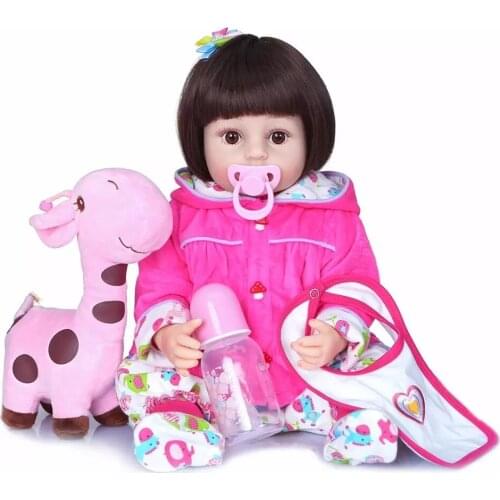 Bebes doll with 55CM Lovely Giraffe dress set reborn todder lifelike real soft touch full body silicone reborn baby doll