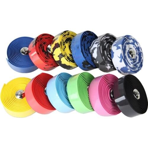 High Density 2pcs Bicycle Handlebar Tape Camouflage Cycling Handle Belt Cork Wrap with Bar Plugs Bicycle Accessories