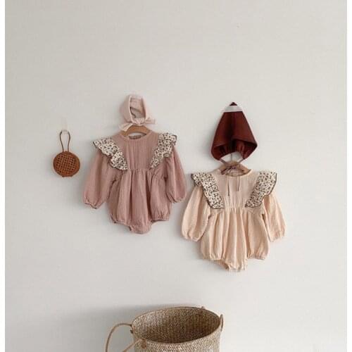 MILANCEL 2020 baby girls clothes Korean style baby girl bodysuit ruffle shoulder infant girl one piece