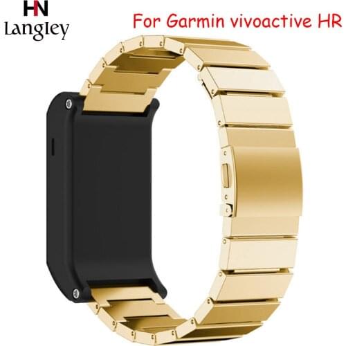 Fashion Durable Stainless Steel Golden Watchband For Garmin vivoactive HR 20mm Straps Women Men Watch Straps Black Silver Bands