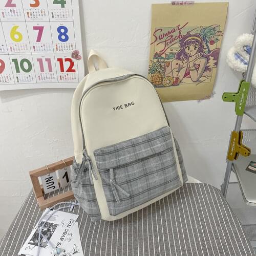 2021 Lattice Fashion Womens Backpack Canvas Waterproof University Bags For Girls Large Capacity Backpack With Many Pockets