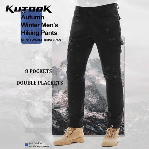 KUTOOK Man Hiking Pants Autumn Winter Trekking Pants Camping Climbing Outdoor Sports Waterproof Fleece Warm Trousers Men