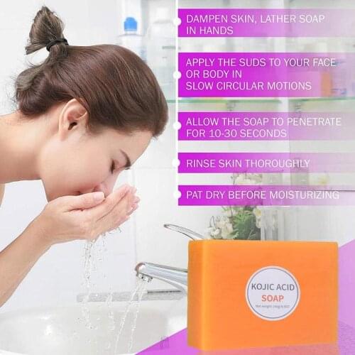 1Pcs 140g Kojic Acid Handmade Soap Bath Skin Deep Cleansing Removal Mites Glycerin Lightening Brighten Face Body Whitening Soap