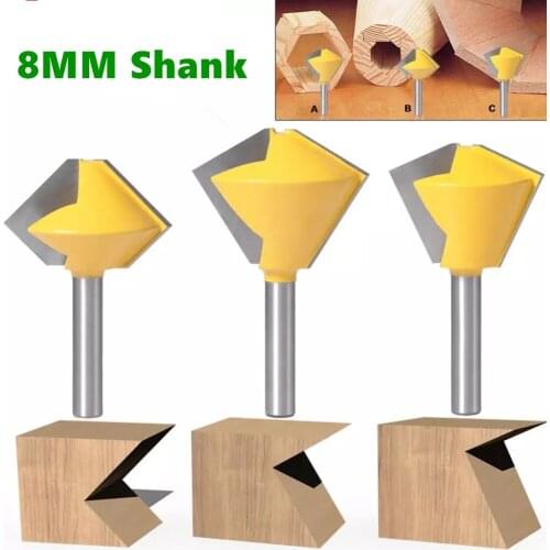 1PC 8mm Shank 6 Sided 8 Sided 12 Sided 6 Sided Multi Sided Glue Joint Router Bit Set