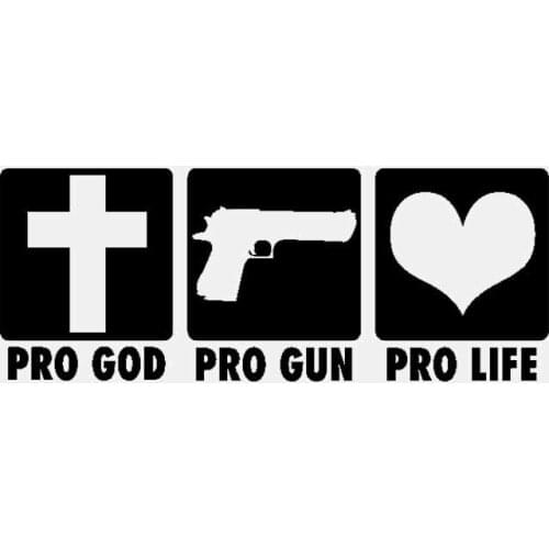 Car Sticker PRO GOD PRO GUN PRO LIFEPVC Decal Jesus Christ Christian Car Decoration Sticker Cover Scratch Black/white, 16cm*6cm