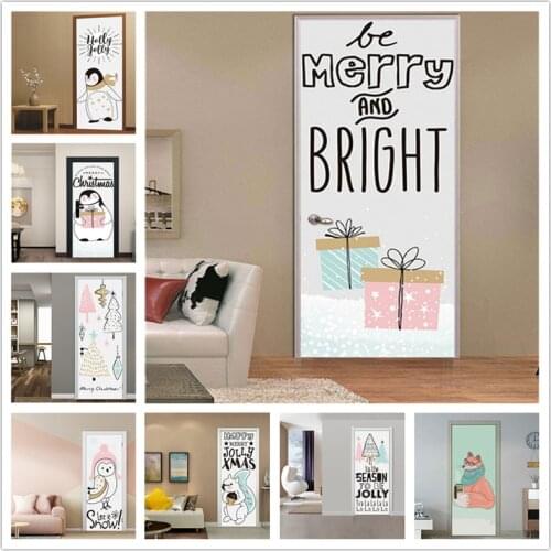 77*200cm Cartoon Door Stickers Home Decor Kids Room Self Adhesive Waterproof Wallpaper for Doors Removable Posters Mural Decals