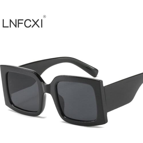 LNFCXI Square Sunglasses for Women Vintage Big Frame Eyewear Shades for Men Women Classic Clear Blue Sun Glasses Men UV400