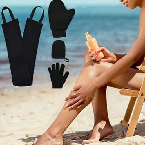 4Pcs/Set Exfoliating Gloves Back Application Tape Washable Long Life Span Spa Self Tanning Mitt for Spa