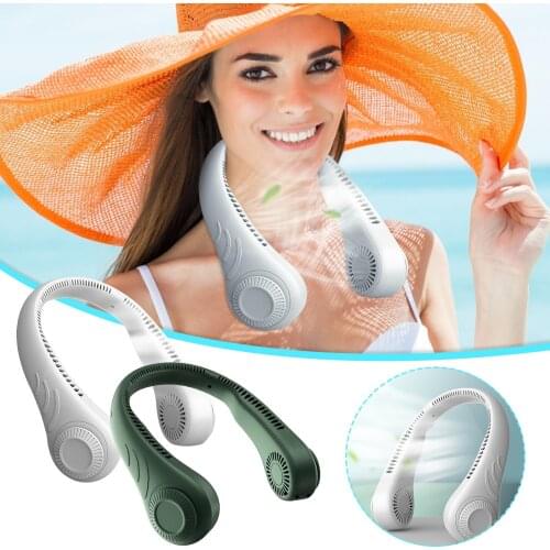 Hanging Neck Fan Portable Cooling Fan Usb Leafless 360 Degree Neckband Fan 78 Surround Air Outlets 2000mah Rechargeable#g4